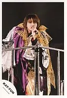 KAT-TUN / Junnosuke Taguchi / Live Photo, Above Knee, Costume Silver, Gold, Purple, Background Black, Left Hand Microphone / Official Official photo