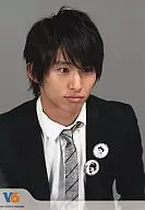 V6 / Ken Miyake / Bust up / Black suit / Badge / Background grey / johnny's web / Official Official photo