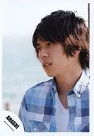 Arashi / Kazuya Ninomiya / Bust up, Check Shirt Blue, Eye View Left, Open Mouth, White Background / Official Official photo