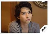 Arashi / Matsujun / Horizontal, Bust up, Clothing grey, Background brown / Official Official photo