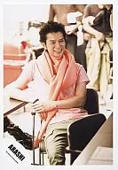 Arashi / Matsujun / Knee-High / T-Shirt Pink / Muffler Orange / Sitting / Official Official photo