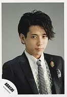 Arashi / Kazuya Ninomiya / Bust up / Suit black / Tie / Shirt white / Background grey / Official Official photo