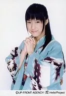 Morning Musume. / Eri Kamei / Koshigoe / Costume Kimono light blue purple / Pair of hands / Background white / Official Official photo