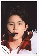 Hey! Say! JUMP / Ryosuke Yamada / Live Photo, Face Up, Earphone-Microphone, Costume Red, White, Background black / Official Official photo