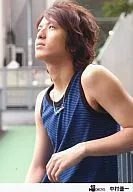 D-BOYS / Yuichi Nakamura / Upper Body / Blue Black Striped Tank Top / Left Body / Above Eye / Necklace / Official Official photo