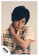 Arashi / Kazuya Ninomiya / Bust Up Check Vest Shirt / Skin Color / Background Gray / left wrist Base