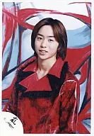 Arashi / Sho Sakurai / Upper Body / Costume Red / Black / Background White Red / Body Facing Left / Official Official photo