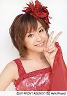 Morning Musume / Ai Takahashi / Bust up, Costume red, Background white, Left hand piece, Hair ornament red / Official Official photo