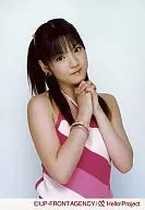 Morning Musume / Sayumi Michishige / Upper Body / Costume Pink White / Both Hands / Right Facing / Background White / Official Official photo