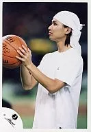 Kinki Kids / Koichi Domoto / Upper Body / White Shirt / Towel Head / Two Handed Basketball / Upper Left Eye View / Official Official photo