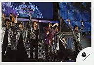 Kansai International Johnnys Jr. / Gather (6 people) / Live photo, horizontal type, costume black, silver, purple, background screen / Official Official photo