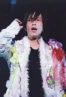 NEWS / Tomohisa Yamashita / Live Photo / Upper Body / Costume White / Inner Black / Right Hand Ears / Eye View Left / Background Black / No Frame / Official Official photo