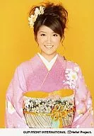 Berryz Kobo / Chinami Tokunaga / Upper Body / Kimono Pink / Background Orange / Official Official photo