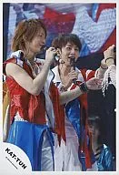 KAT TUN / Kazuya Kamenashi Yuichi Nakamaru / Live Photo, Knee-Up, Costume White, Blue, Red, Microphone / Official Official photo