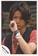 KAT TUN / Kazuya Kamenashi / Bust Up / Red T-Shirt / Black Vest / Left Cheek