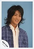 KAT TUN / Akanishi Jin / Blue Shirt / White Inner / Background light blue / Official Official photo