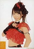 Seira Sato / upper body / red costume / fingers of the right hand / mouth / official Official photo