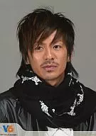 V6 / Takeshi Morita / Bust up / Costume black / Black muffler / Background gray / Johnny's web