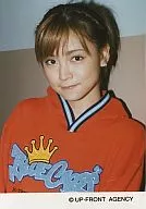 Hitomi Yoshizawa / Bust-up Dress Orange / Blue light Texts and Crown / Official photo oficial