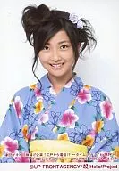 Berryz Kobo / Yurina Kumai / Upper Body / Both Hands Front / Flower Pattern Blue Yukata / Yellow Obi / Head Flower Decoration / Theatrical Company Halopro Launch Performance "Coming from Edo? ~ Time Slip to Out Of Range ~" Ikebukuro Shea Targ Lean BIGTREE Official Official photo