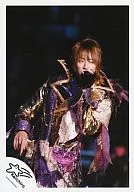 NEWS / Keiichiro Koyama / Live Photo / Above the Knee / Costume Purple / Left Hand Microphone / Background Black / "Keiichiro" at the lower left of the photo / Official Official photo