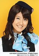 Chinami Tokunaga / Bust Up / Bus Guide Costume / Blue Scarf / Background Yellow / Smile / 「 Seishun Bus Guide / Rival 」 Launch Memorial Event / Official Official photo