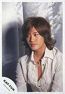 KAT TUN / Hitoshi Akanishi / Upper Body / Shirt White / Eye Line Left / Background Silver Curtain / Official Official photo