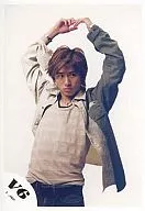 V6 / Ken Miyake / Upper Body / Left / White / Right / Khaki Jacket / Both Hands Lifted / Eye View Right / Official Official photo