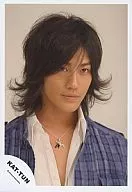 KAT TUN / Akanishi Jin / Bust Up / Blue Check Shirt / Background white