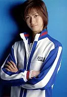 Hiroki Aiba (Shusuke Fuji) / Upper Body / Armband / Uniform / Background blue / Character Actor Shot / Musical THE PRINCE OF TENNIS Advancement Match Rokkaku feat. Hyotei Gakuen