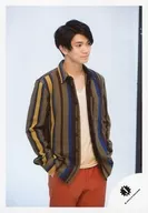 Kansai Johnnys Jr. / Yoshinori Masakado / Above-the-knee ・ Costume brown ・ yellow ・ blue ・ white ・ Both hand pockets ・ right facing ・ Background white / Kansai Johnnys Jr. "SPRING SPECIAL SHOW 2019" goods off-shot / official Official photo