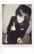 The Raid. / Tenshi / Knee-Up, Sitting, Costume Black, Two handed Pieces, Tongue-Out, Background White / Raw Cheki