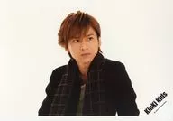 KinKi Kids / Koichi Domoto / Horizontal, Bust up, Costume black, White, Stole, Check Pattern, Eyes Right, Mouth Closed, Background white / Official Official photo