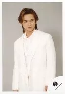 Kinki Kids / Koichi Domoto / Above the knees, Costume white, Both hands below, Body facing left, Background white / "Endless SHOCK" goods off shot / Official Official photo