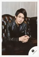 Kansai Johnnys Jr. / Yoshinori Masakado / / / Knee-high, sitting, black costume, two handed arrangement, black sofa / "Takizawa Kabuki-ZERO" グッズオフショト / Official Official photo