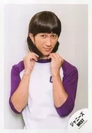 Johnny's West / Takahiro Hamada / Upper body, costume white purple, both hands hair, background white / Album "WESTV!" MV & Jacque-shot off-shot / Official Official photo