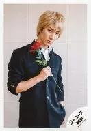 Johnny's West / Takahiro Hamada / Above-the-knee ・ Costume black ・ Uniform ・ Right hand rose ・ Background white / Album "WESTV!" MV & Jacque-shot off-shot / Official Official photo