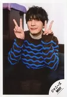 Johnny's West / Ryusei Fujii / Knee-up, sitting, costume brown, blue, two handed piece / "Johnny's West LIVE TOUR 2019 WESTV!" goods off shot / official Official photo