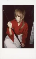 The Raid. / Ichiyo / Knee-Up / Sitting / Costume red / white / Cosplay / Double-Hand Cheki / Face left facing / Eye-line left / Raw sword