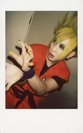 The Raid. / Ichiyō / Knee-High / Costume Orange / Black / Cosplay / Both Hands Up / Left Facing / Open Mouth / Eyes Left / Fresh Cheki