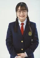 Momoka Ito (Maeko Gozawa) / Upper body / Costume black / white / Tie red / Uniform / Glasses / Under both hands / Smile / Background white / Tomotake Character / Stage "Love 1 / 7 billion - Confession Executive Committee -" Trading Bromide