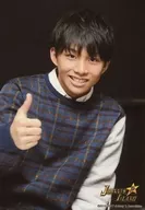 Johnnys Jr. / Igarashi Reo / Top & Clothing Blue / Check Pattern / Right Thumb Standing / Body Angle / "JOHNNYS" ALL STARS ISLAND "original photo