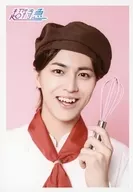 Super Express / Takashi Matsuo / Bust Up, Costume White, Brown, Cook Coat, Hat, Left Hand Whisk, Mouth Opening, Background Pink / Special Official photo Set Takashi 23 rd Birth Anniversary Ver