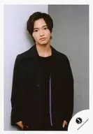 Johnnys Jr. / Shin Sato / Upper body / Costume black / Both hand pockets / Neck tilted / Mouth closed / Camera eyes / "Tiger -NINJAPAN -" goods off shot / Official Official photo