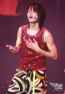 Kansai Johnnys Jr. / Ryota Muro / Live Photo / Above Knee / Costume Red / Black / White / Yellow / Left Hand Chest / Right Hand Bend / Open Mouth / Left Facing / Kansai Johnnys Jr. 2007 Summer @ Osaka Shochikuza