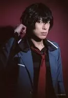 Ryo Kitazono / Upper Body, Costume Black, Red, Facing Right, Right Hand Up, Background Red, Character Shoot / Stage "Rampo Kitan: Game of Laplace ~ The Fiend with Twenty Faces ~ Bromide B