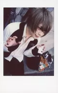 Axkey/Ast / Above the Knees, Costume Black / White, Sitting, Right Side, Both Hands Up / Raw Cheki