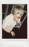 Axkey/AST / Above the Knees, Sitting, Costume White Shirt, Black, Right Hand Bend, Left Hand Cheek, Right Side, Mouth Opening / Raw Cheki