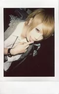 Axkey/AST / Horizontal, Bust Up, Costume Black, White, Check, Grey, Right Side, Right Index Finger Mouth, Tongue Out, Background Black / Raw Cheki