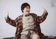 Ryo Kato / Horizontal, Above the Knee, Costume Check Pattern, Sitting, Both Hands Up / C. I. A presents "NEW YEAR EVENT 2019" C. I. A. Bromide